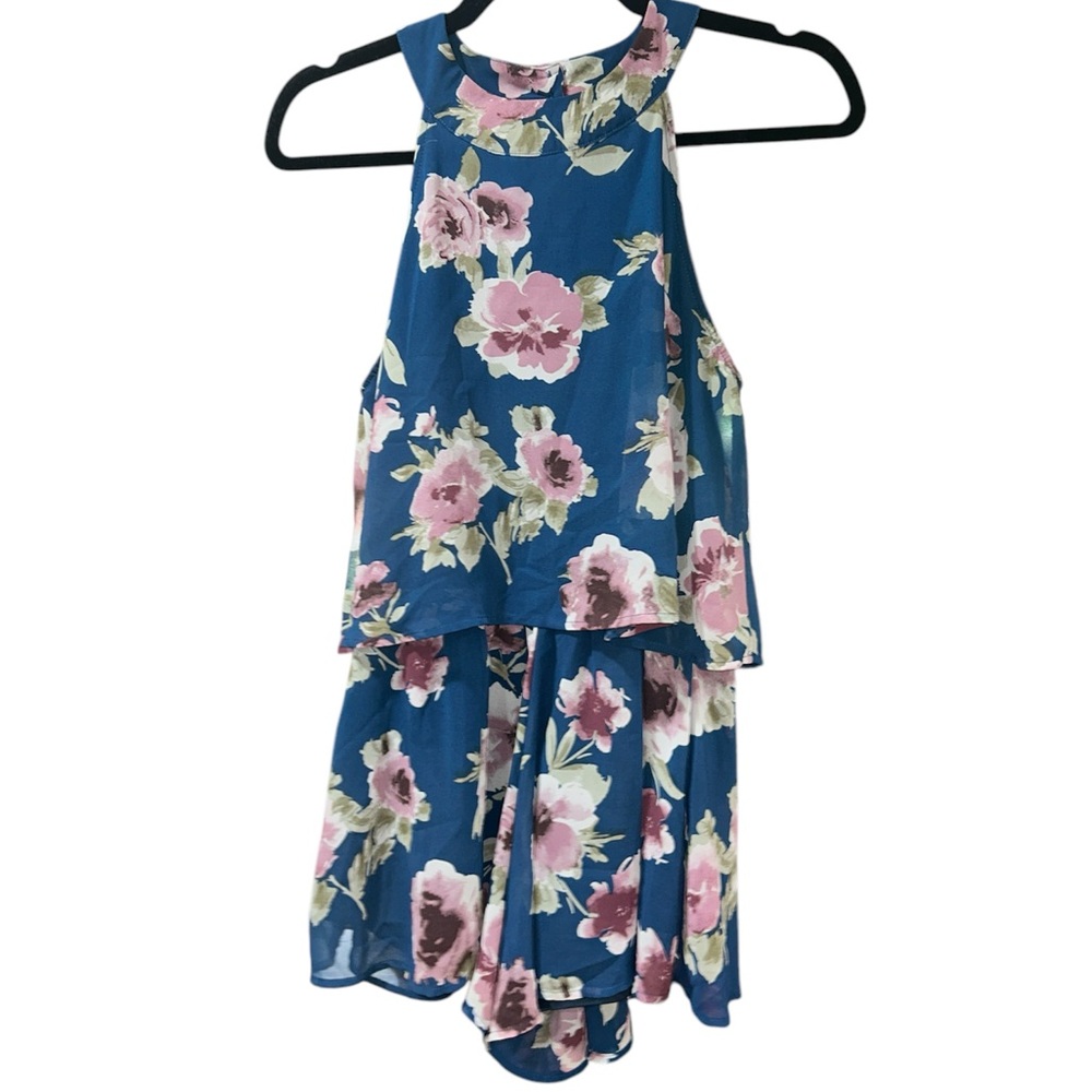 Altar'd State Blue and Pink Floral Jumpsuit